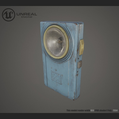 Military flashlight Low-poly 3D model