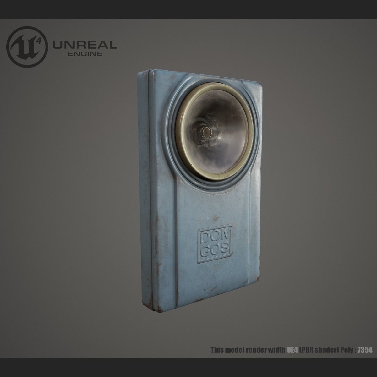 Military flashlight Low-poly 3D model_4