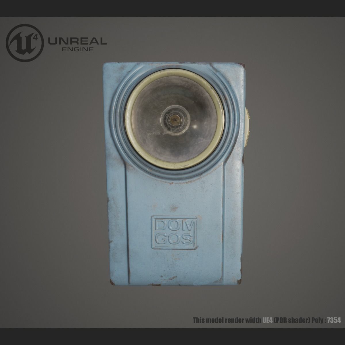 Military flashlight Low-poly 3D model_1