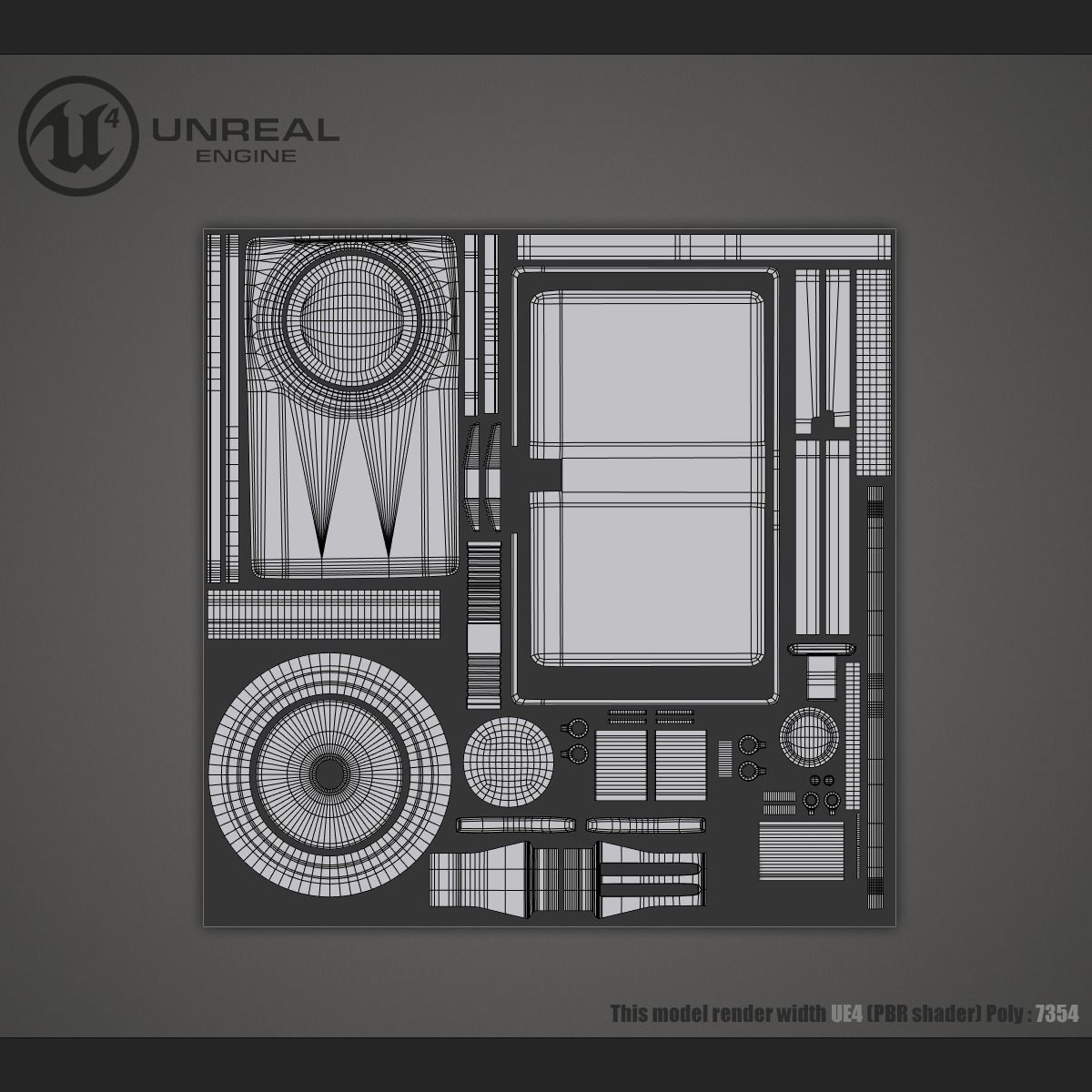 Military flashlight Low-poly 3D model_7