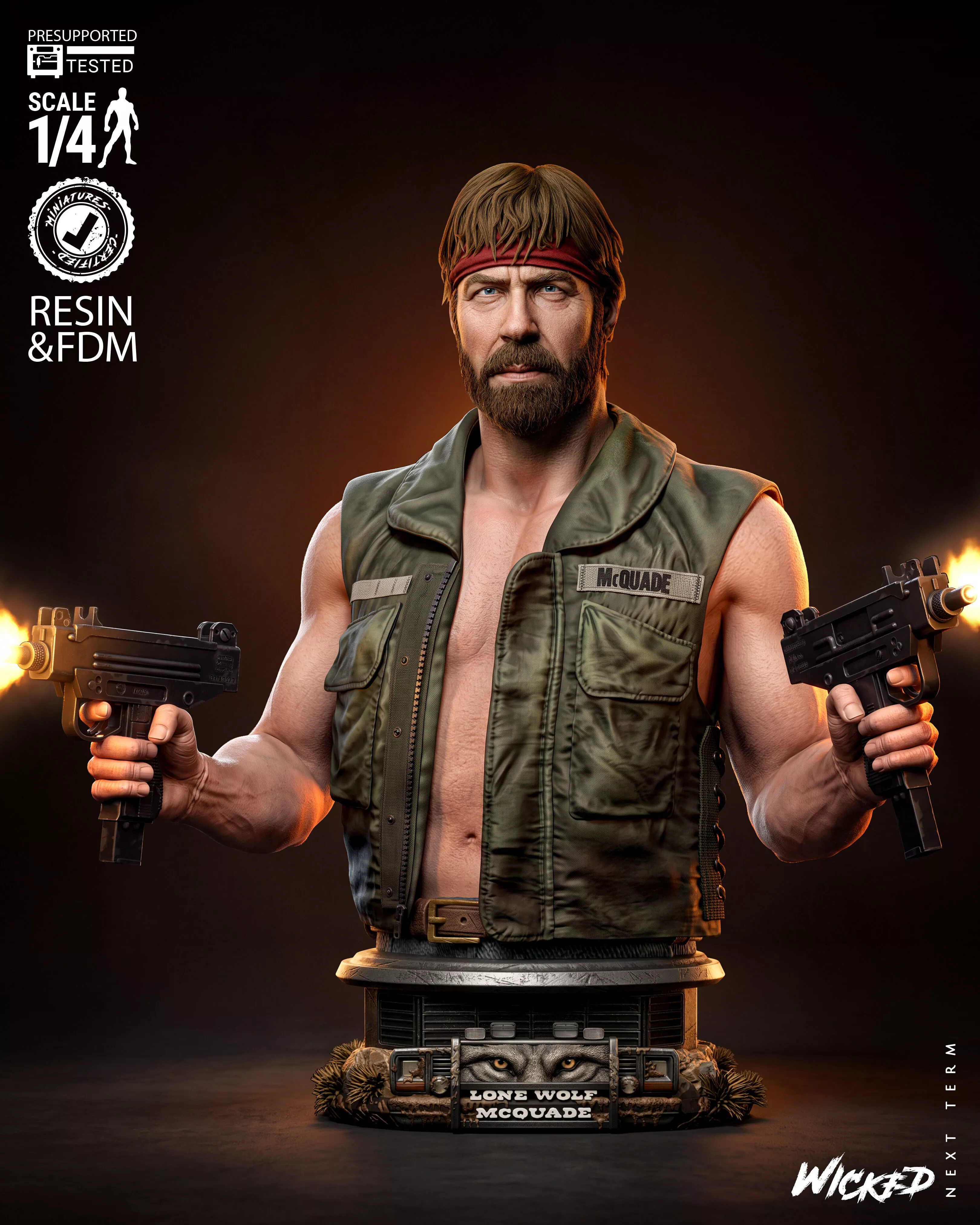 Wicked Movies Chuck Norris Portrait Bust 3D print model