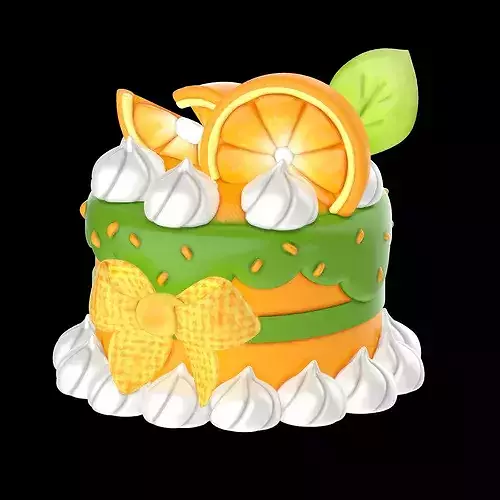 Stylized Cute Orange Cake 3D Model - Low Poly 3D model 2