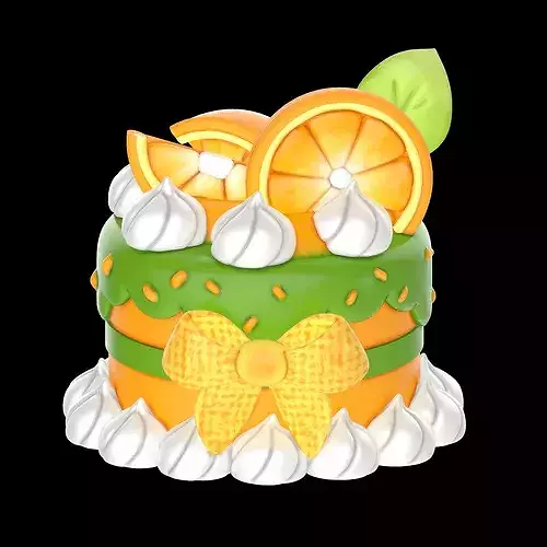 Stylized Cute Orange Cake 3D Model - Low Poly 3D model