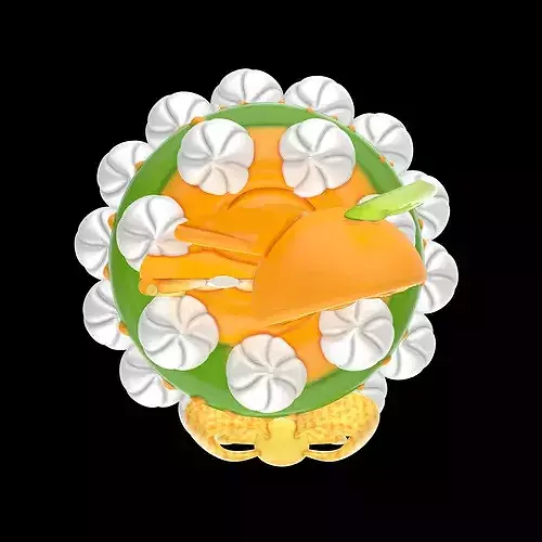 Stylized Cute Orange Cake 3D Model - Low Poly 3D model 5