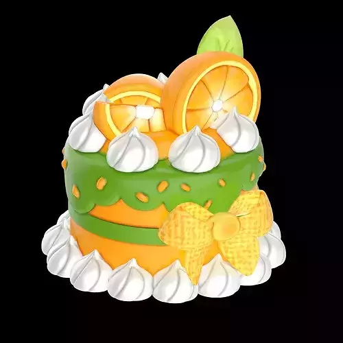 Stylized Cute Orange Cake 3D Model - Low Poly 3D model 3