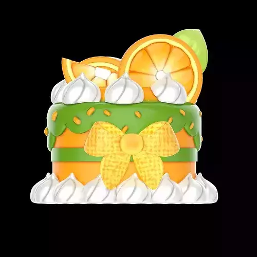 Stylized Cute Orange Cake 3D Model - Low Poly 3D model 4