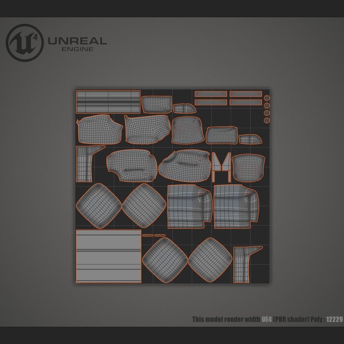 Leather sofa Low-poly 3D model_9