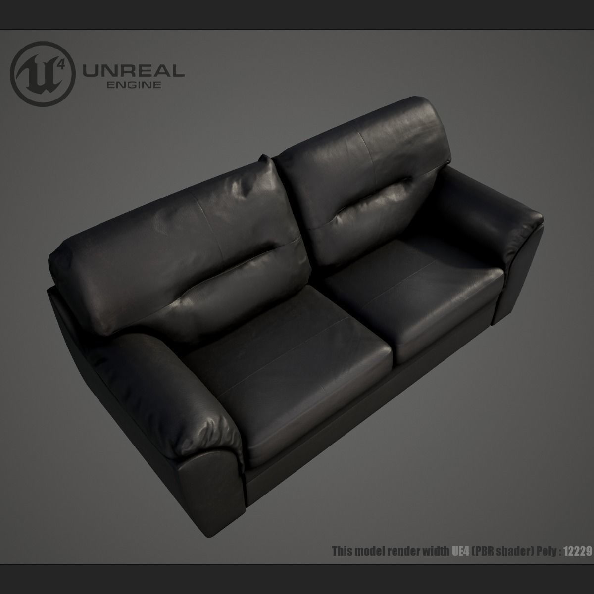 Leather sofa Low-poly 3D model_3