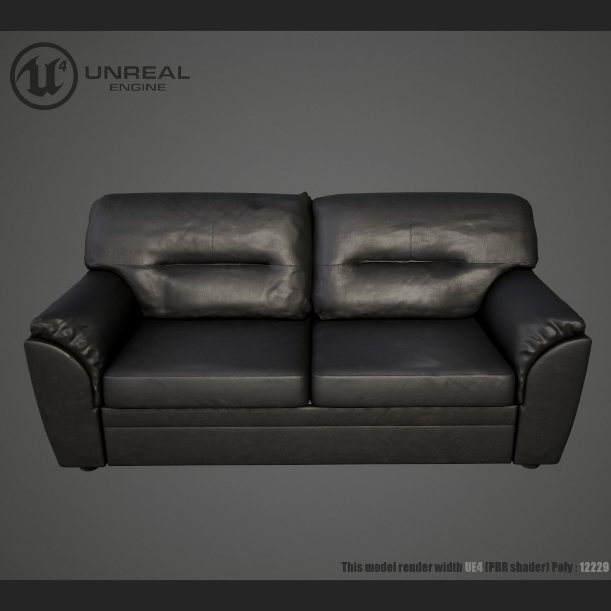 Leather sofa Low-poly 3D model_5