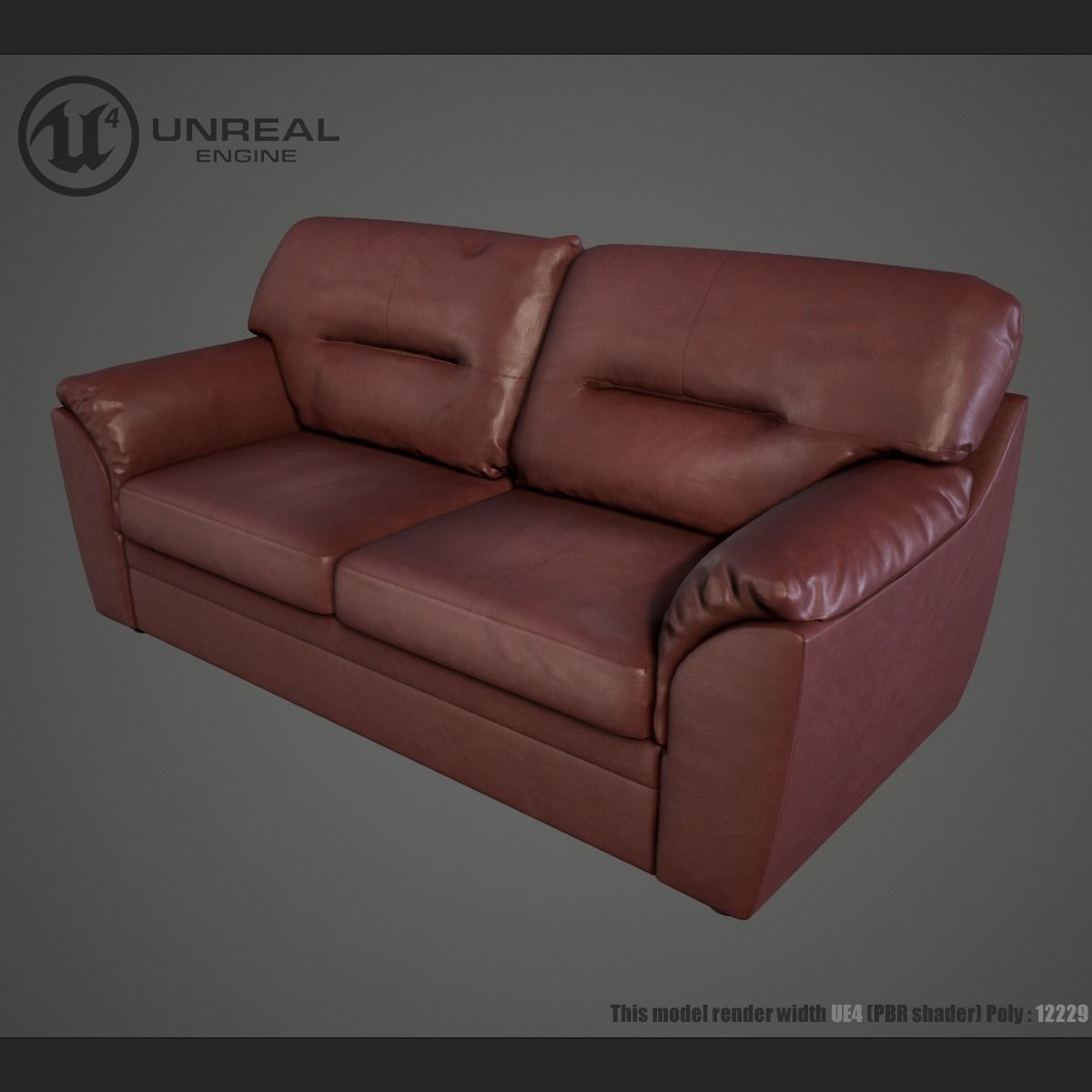 Leather sofa Low-poly 3D model_7