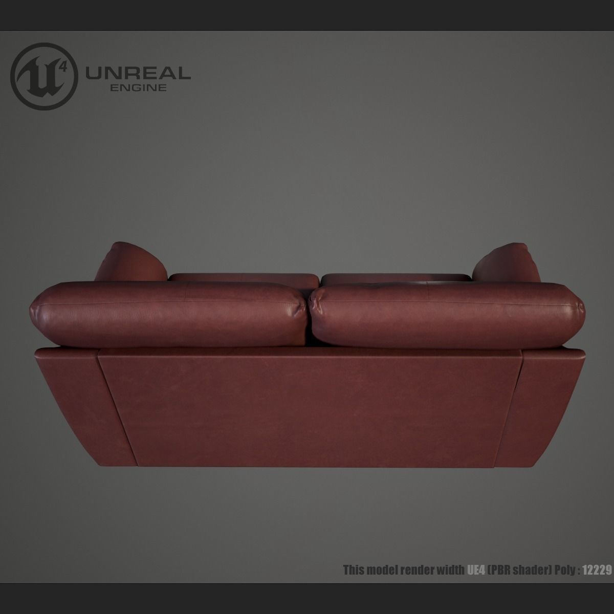 Leather sofa Low-poly 3D model_1