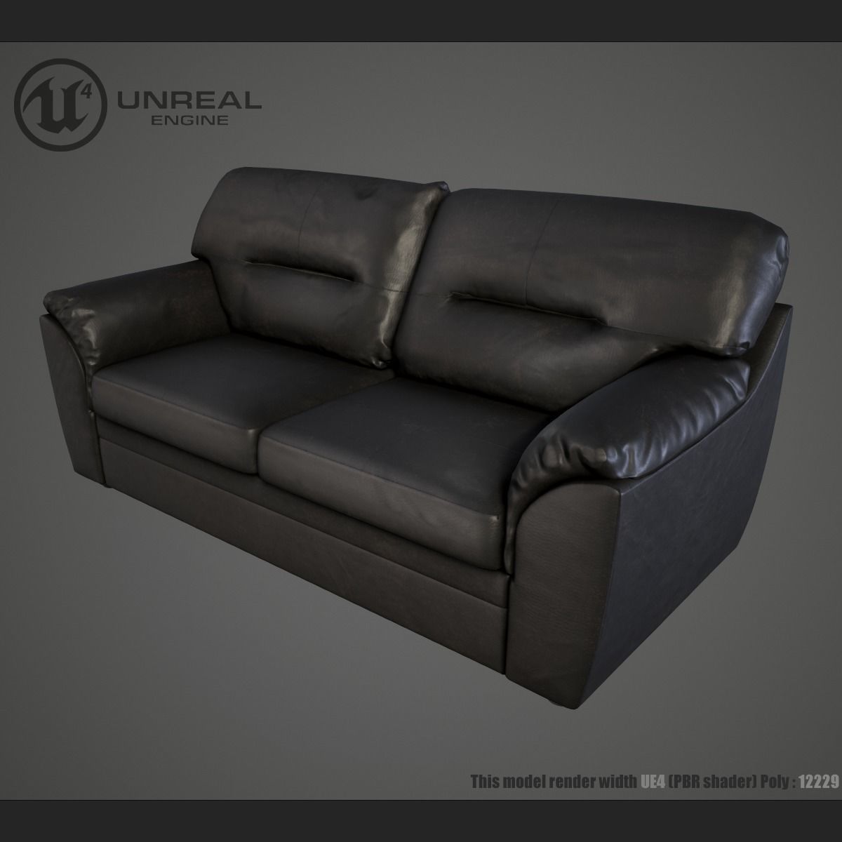 3d Model Realtime Leather Sofa Cgtrader