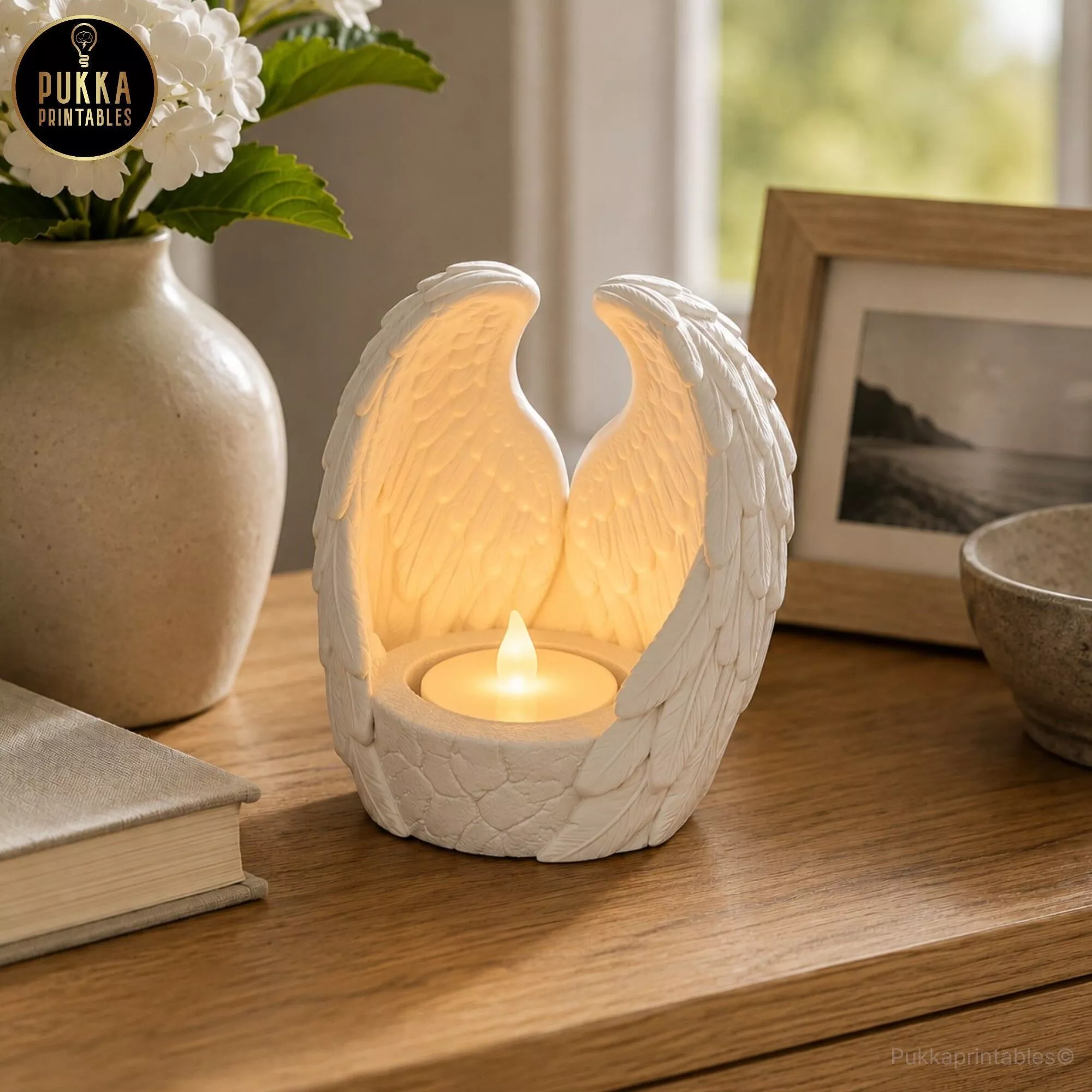 Angel Wings Tea Light Holder STL 3D print model