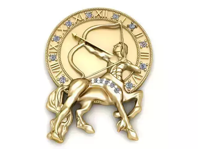 Pendant zodiac sign of scorpio on horse with diamonds