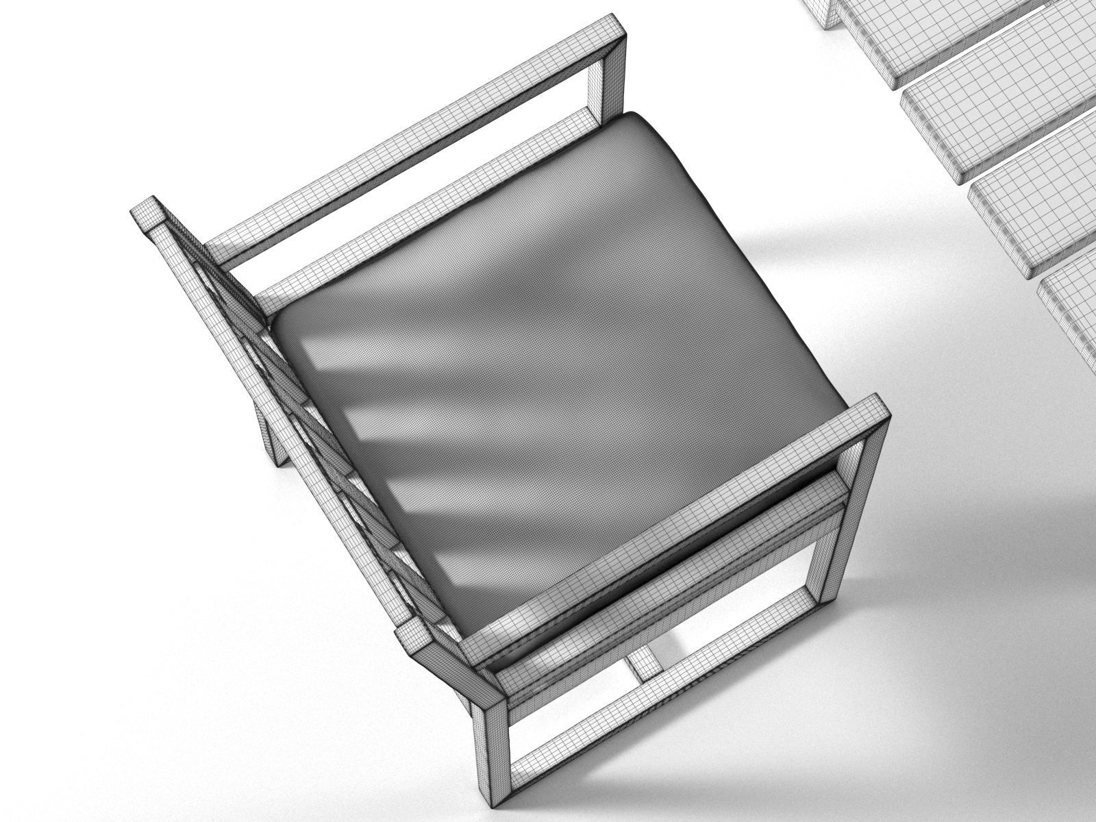 Square Collection Table and Chair 3D model_2