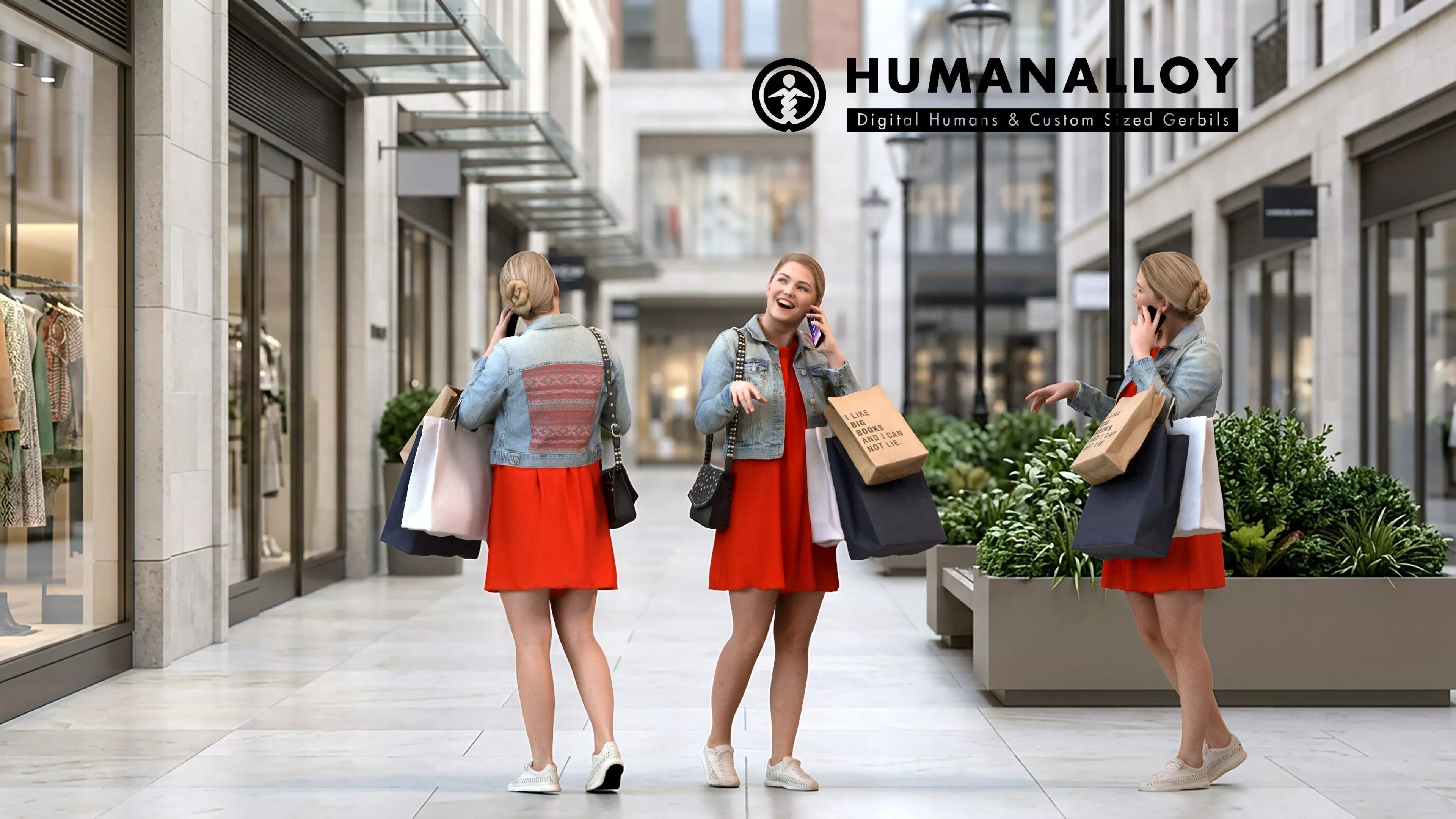 Adult Caucasian woman shopping 3D model