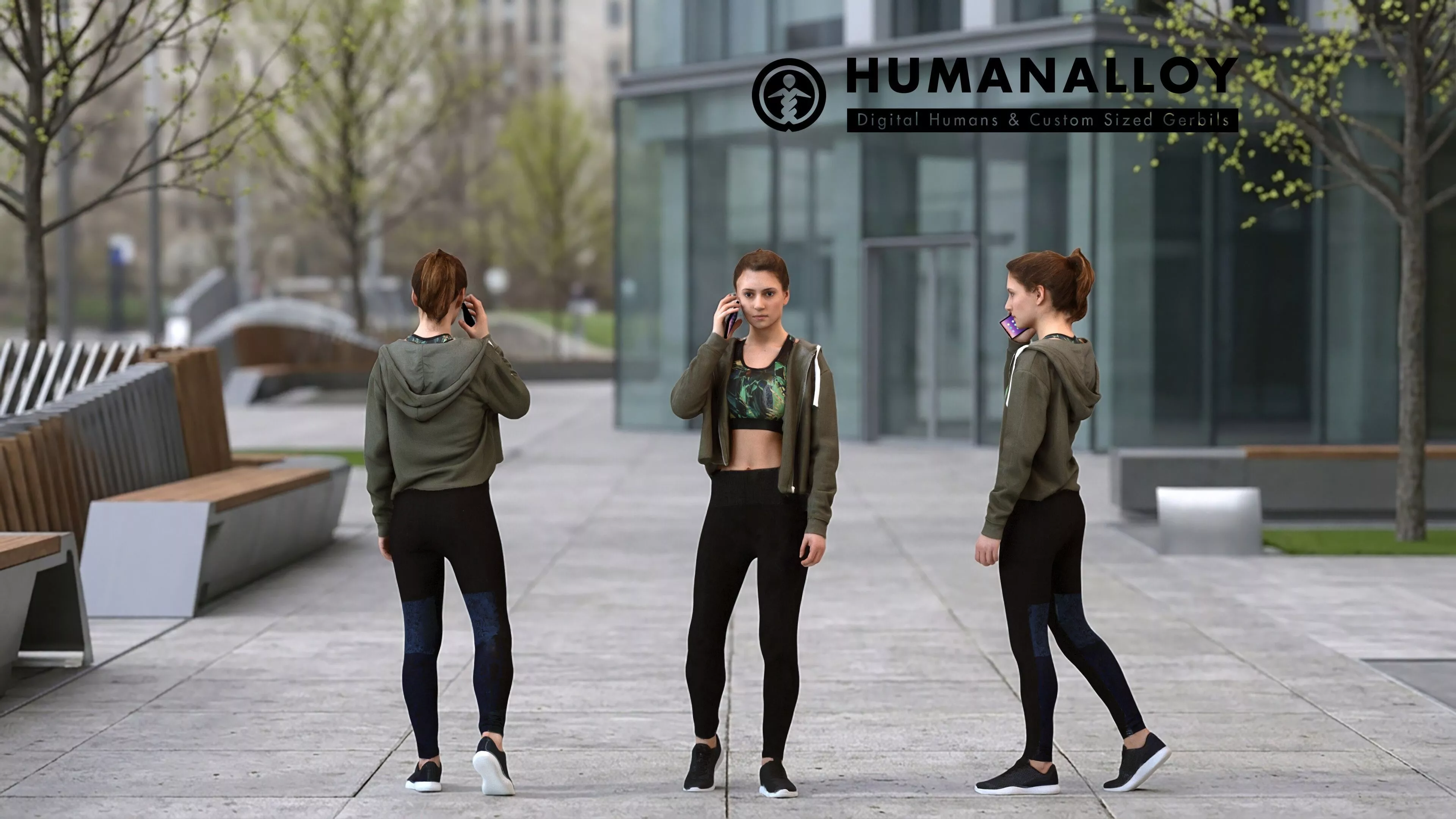 Adult Caucasian woman walking while calling 3D model