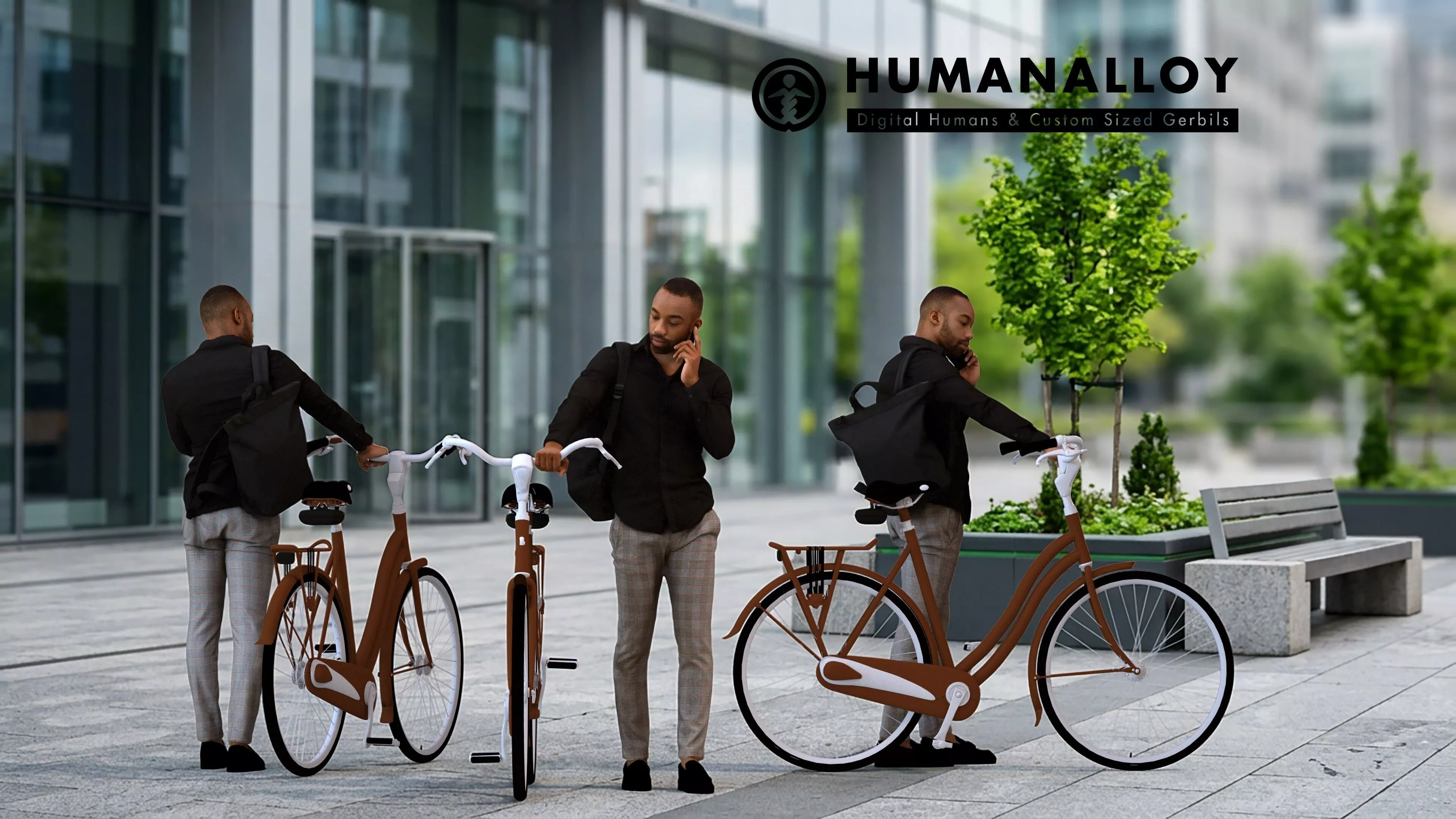 Adult Black man walking outdoors calling 3D model