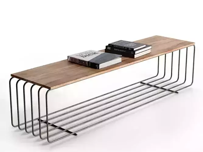 Fence Bench Coffee Table with Books