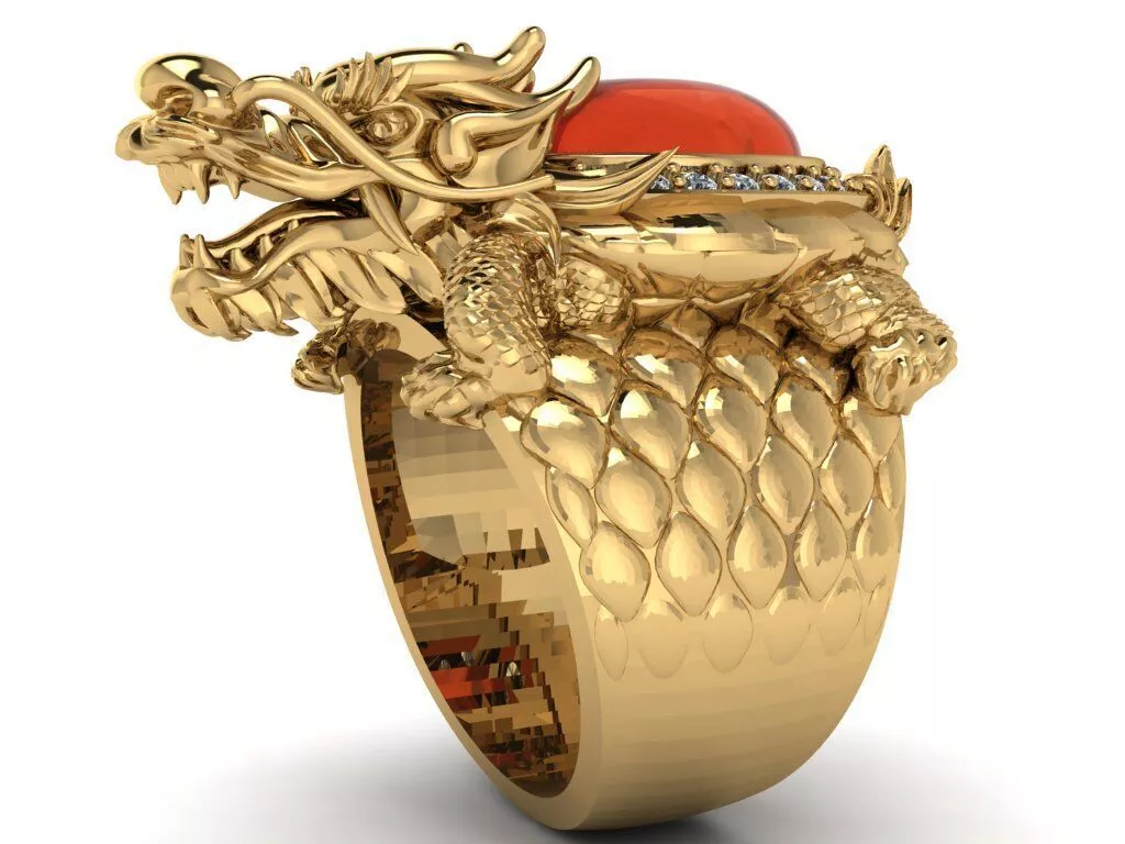 Imperial Dragon Gemstone Ring 3D print model