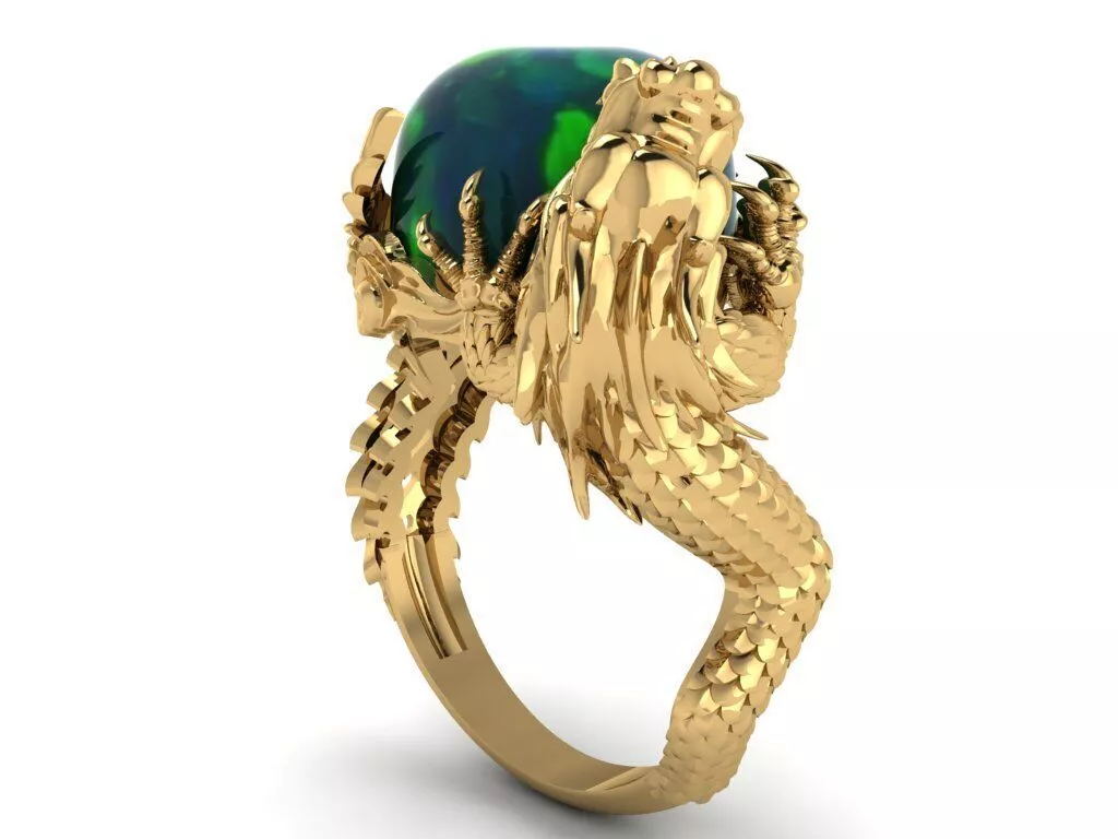Dragon Ring Emerald Jade 3D print model