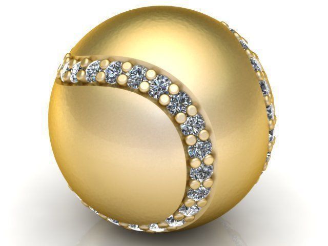 Pendant gold tennis ball with diamonds 3D print model