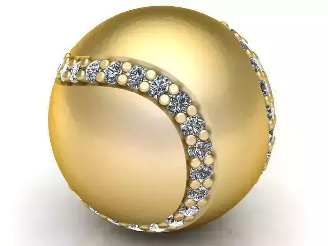Pendant gold tennis ball with diamonds 3D print model