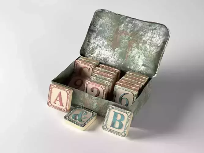Vintage Scrabble Box 3D model