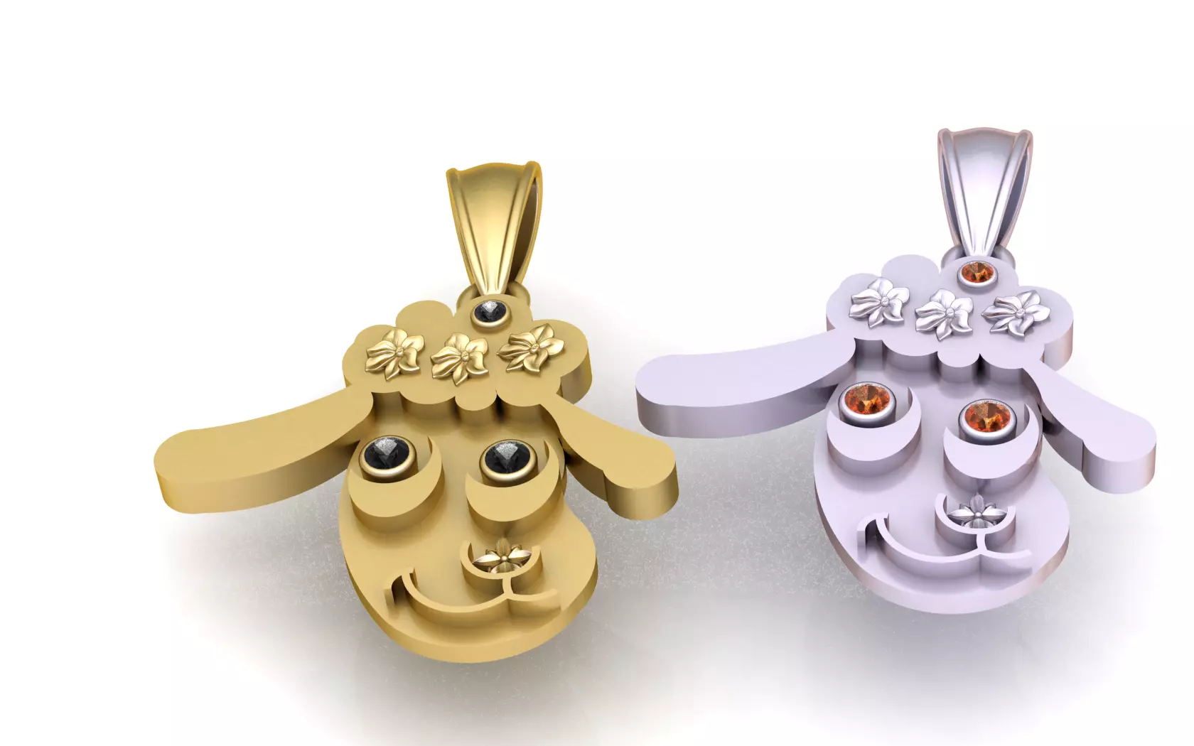 Floral Sheep Face Pendant 3D print model