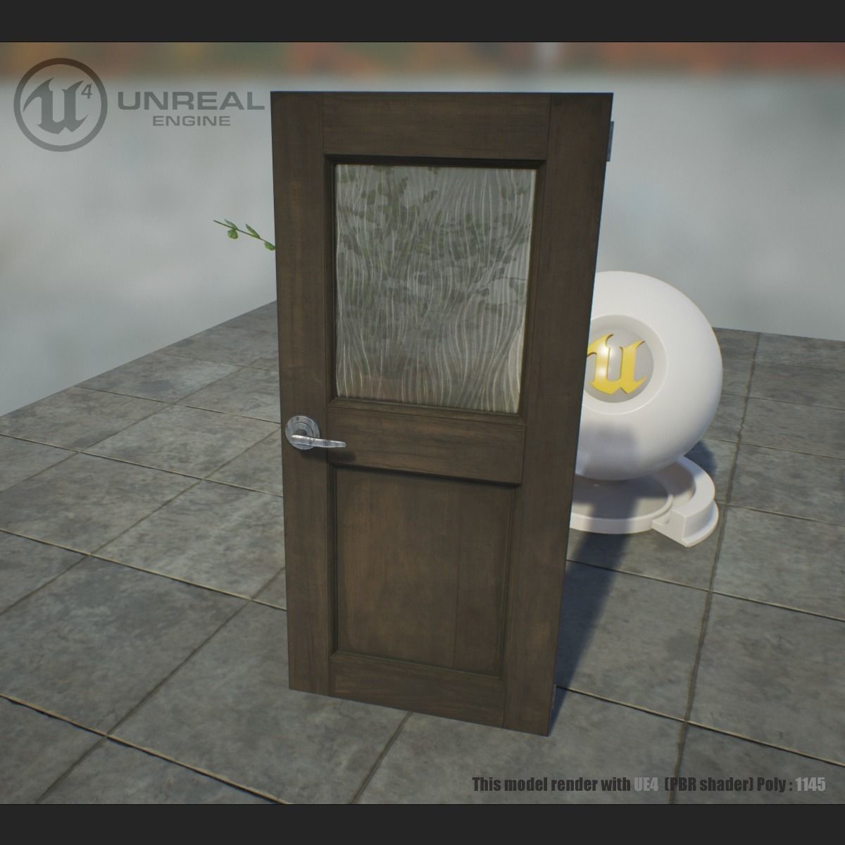 Wooden door Low-poly 3D model_5
