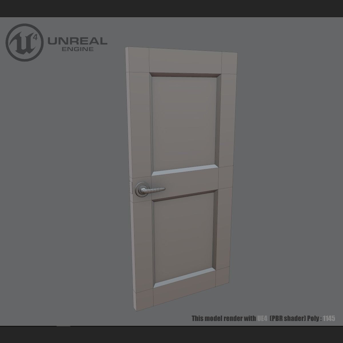 Wooden door Low-poly 3D model_6