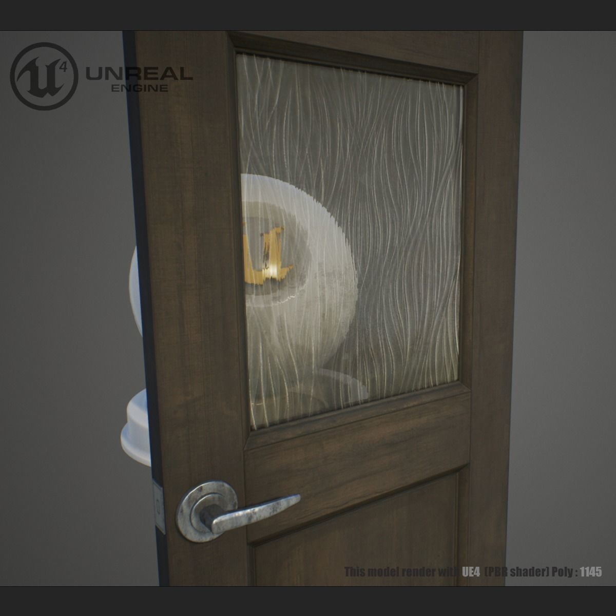 Wooden door Low-poly 3D model_3