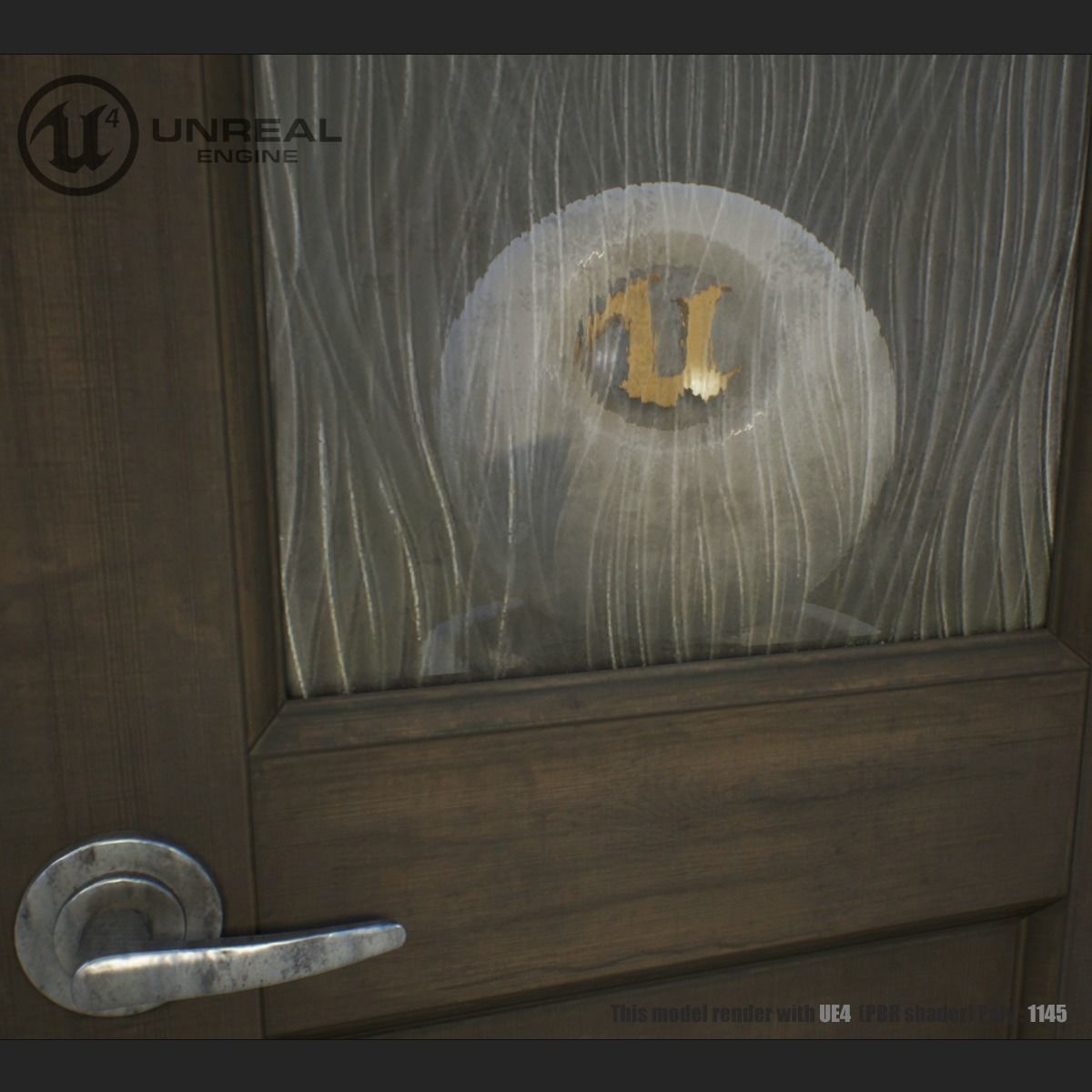 Wooden door Low-poly 3D model_2