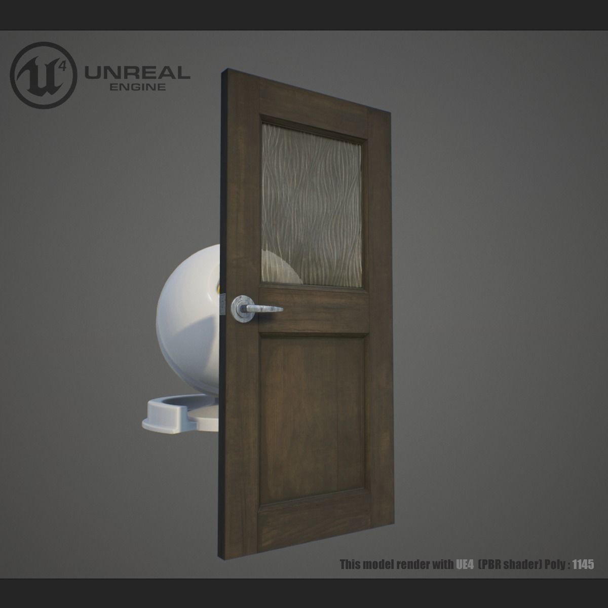 Wooden door Low-poly 3D model_4