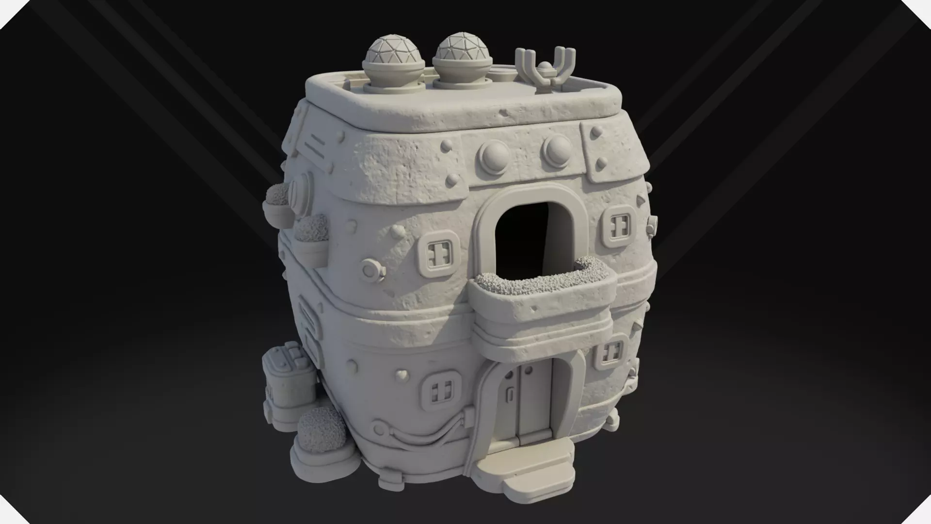 Dual Hearth Sci-fi Fantasy House 3D print model