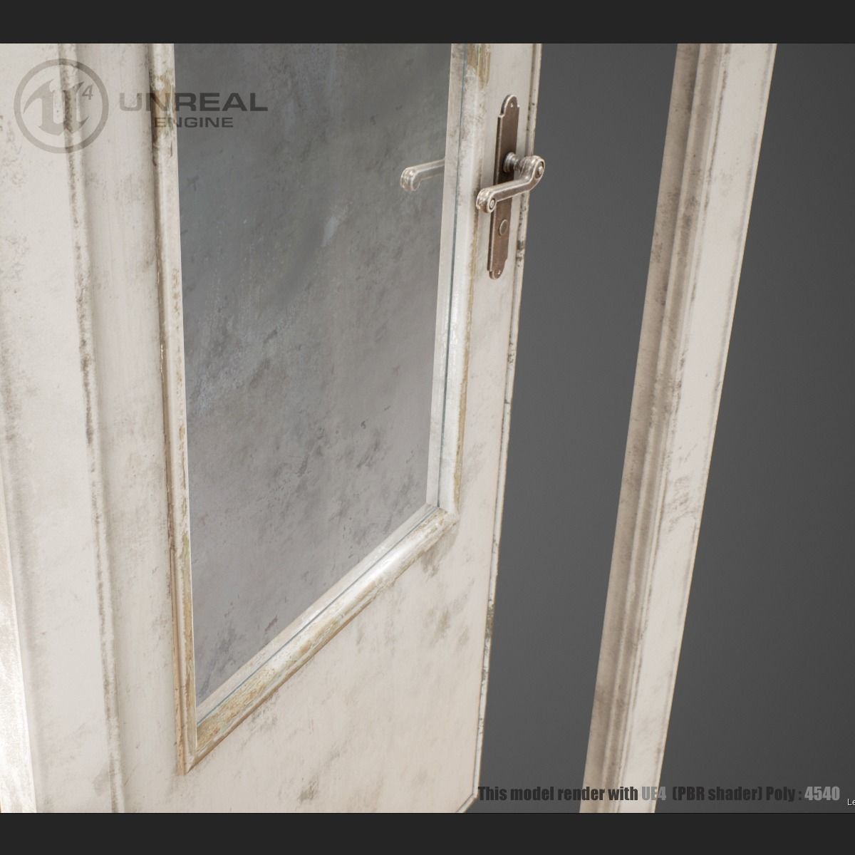 Old wooden door  Low-poly 3D model_1