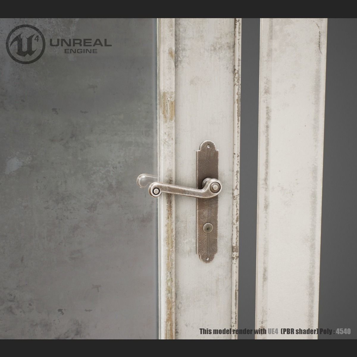 Old wooden door  Low-poly 3D model_5