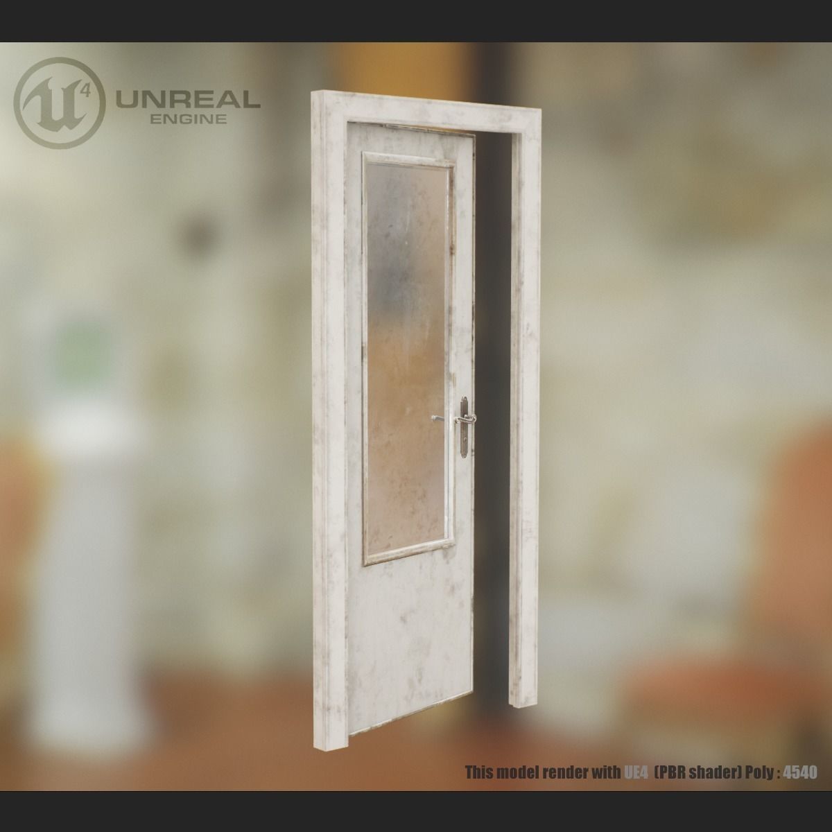 Old wooden door  Low-poly 3D model_4