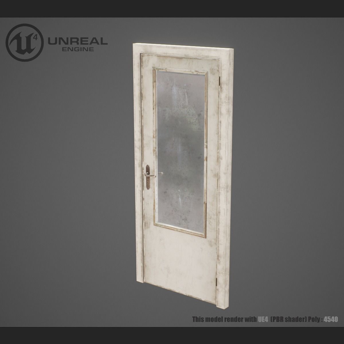 Old wooden door  Low-poly 3D model_3