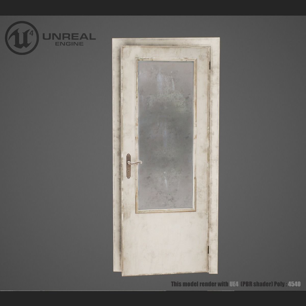 Old wooden door  Low-poly 3D model_2