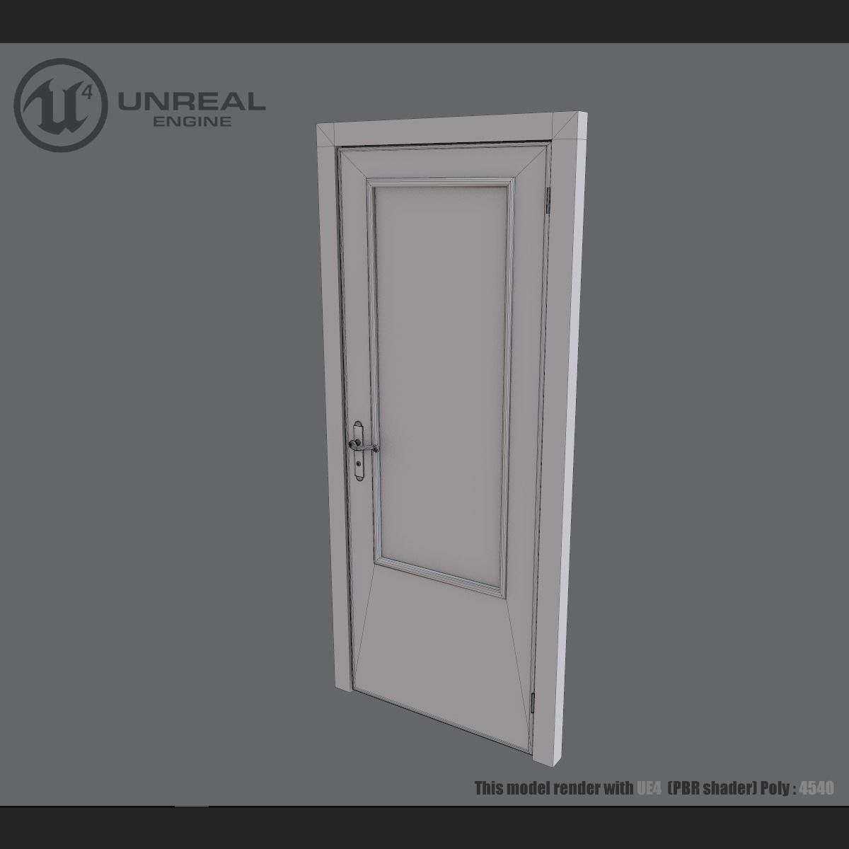 Old wooden door  Low-poly 3D model_6
