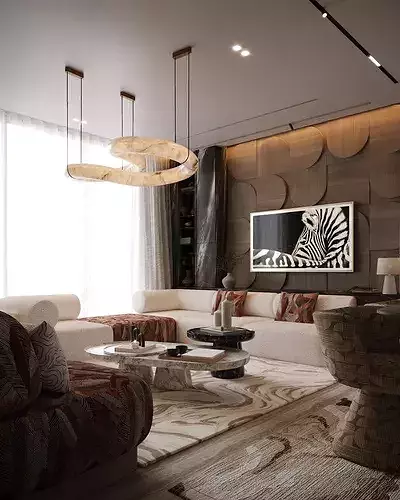 High End ArchViz 3D Scene Luxury Open Concept Apartment 3D model 4