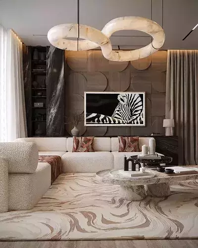 High End ArchViz 3D Scene Luxury Open Concept Apartment 3D model 5
