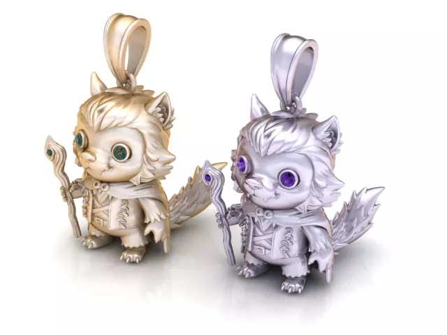 Fantasy Fox Wizard Pendant 3D print model