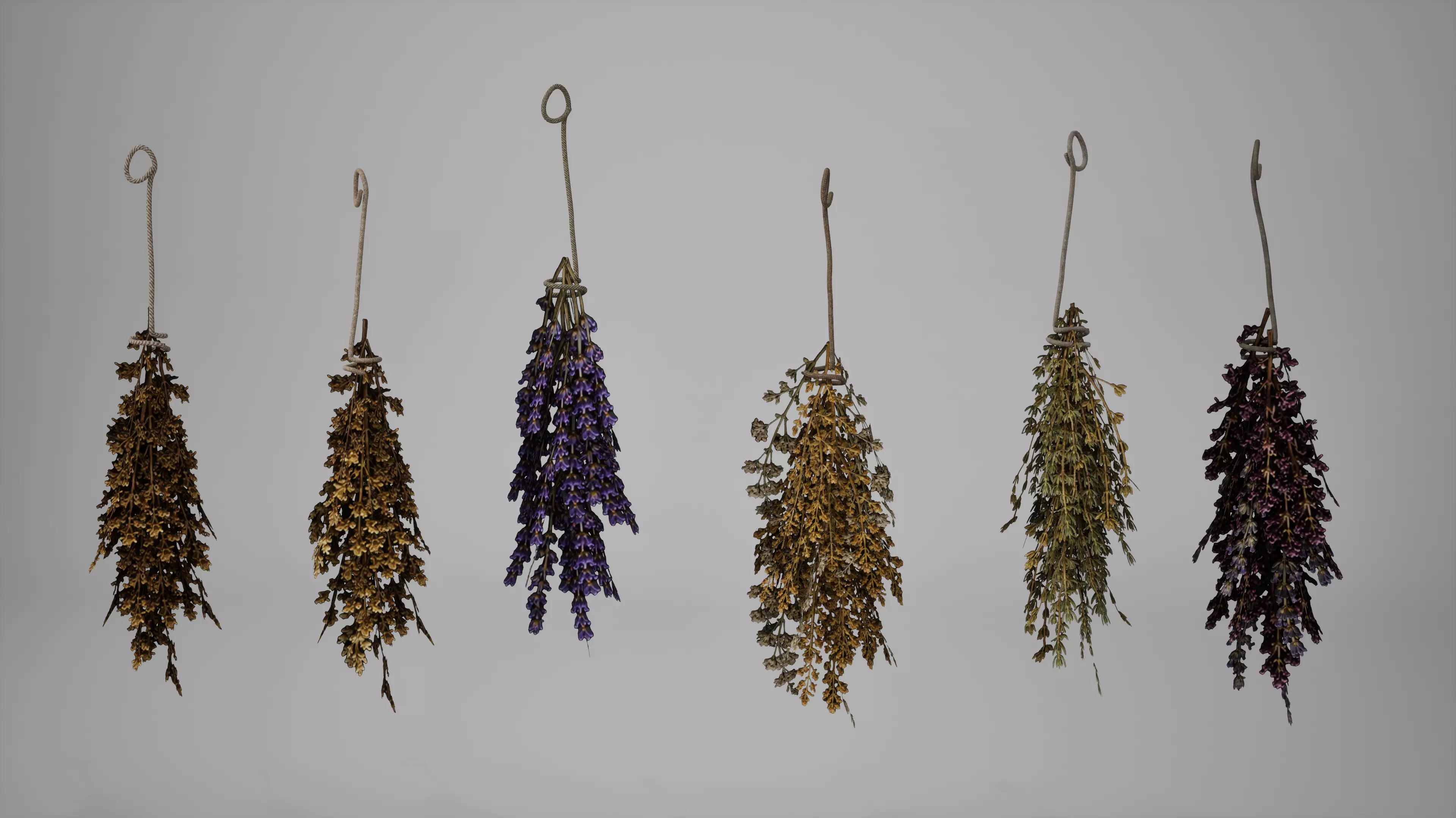 Medieval Dried Hanged Herbs Low-poly 3D model