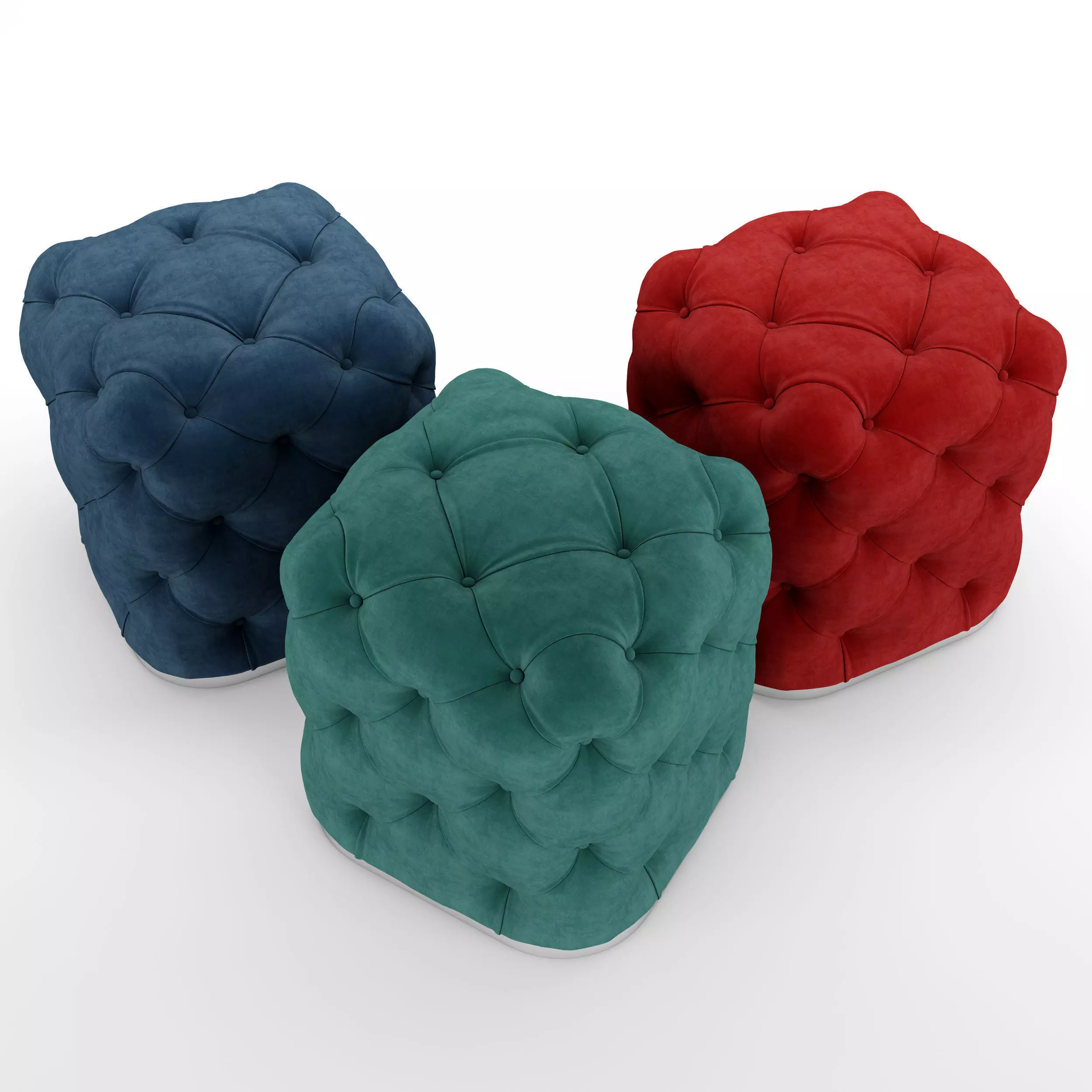 Pouf Classic Chesterfield 3D model_0