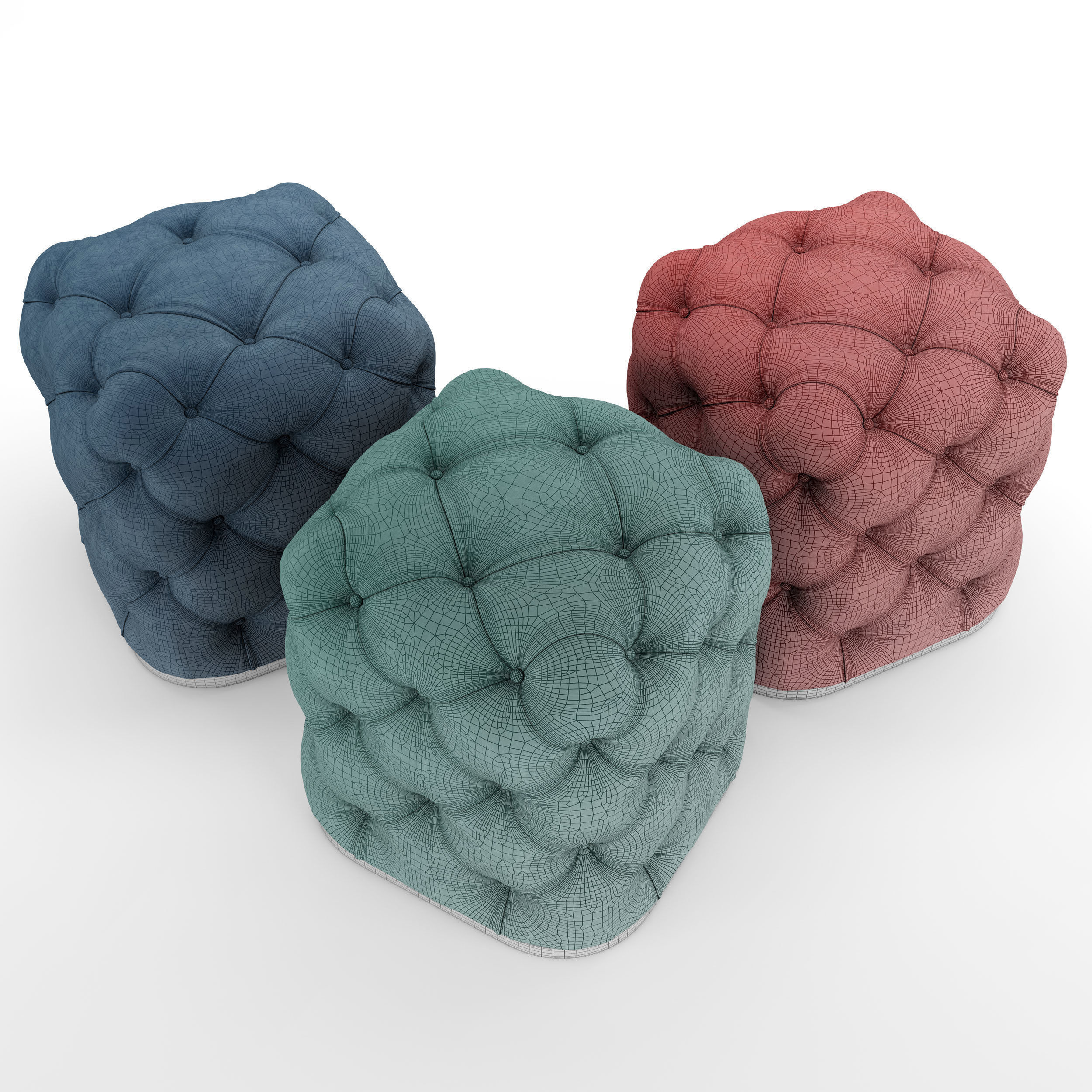 Pouf Classic Chesterfield 3D model_5