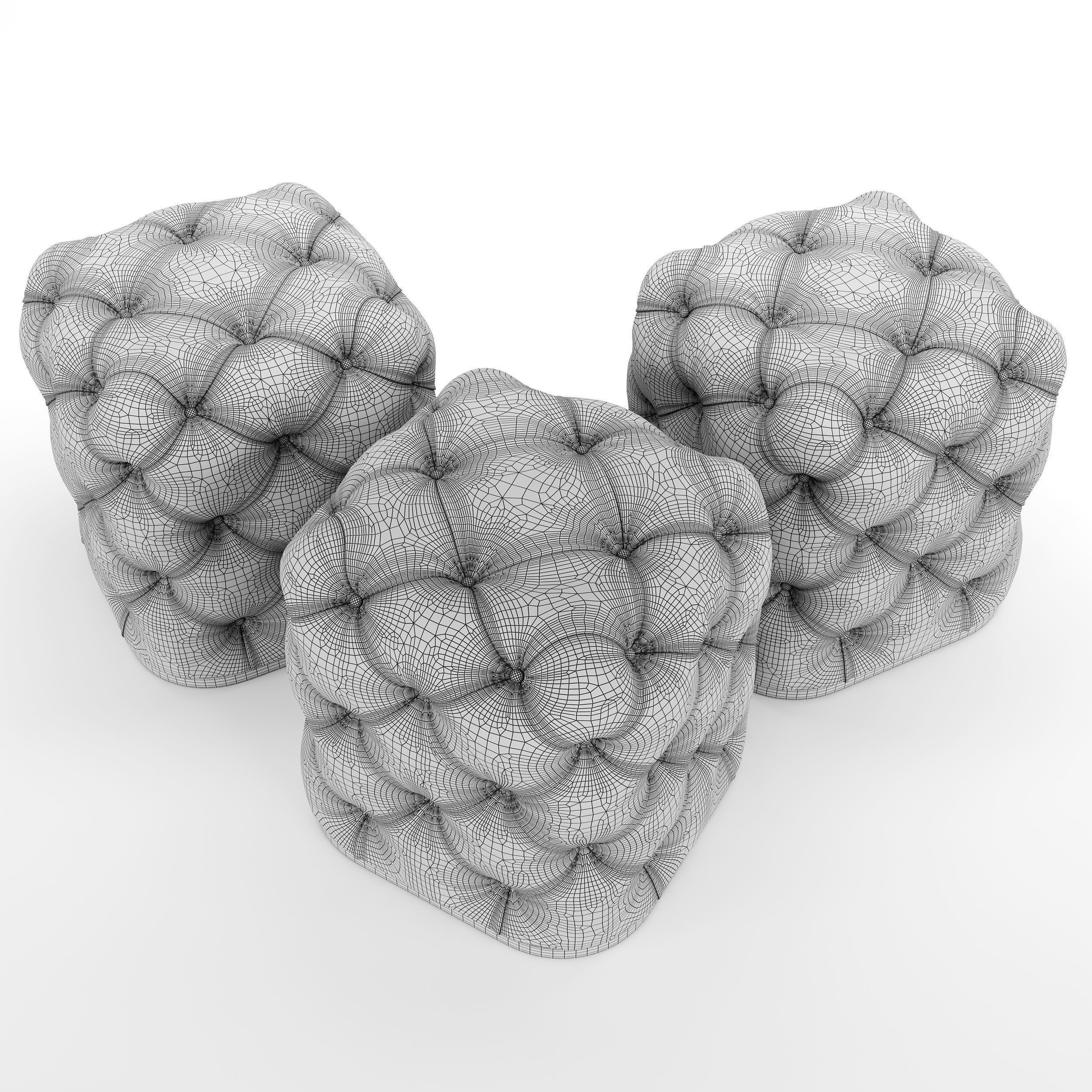 Pouf Classic Chesterfield 3D model_4