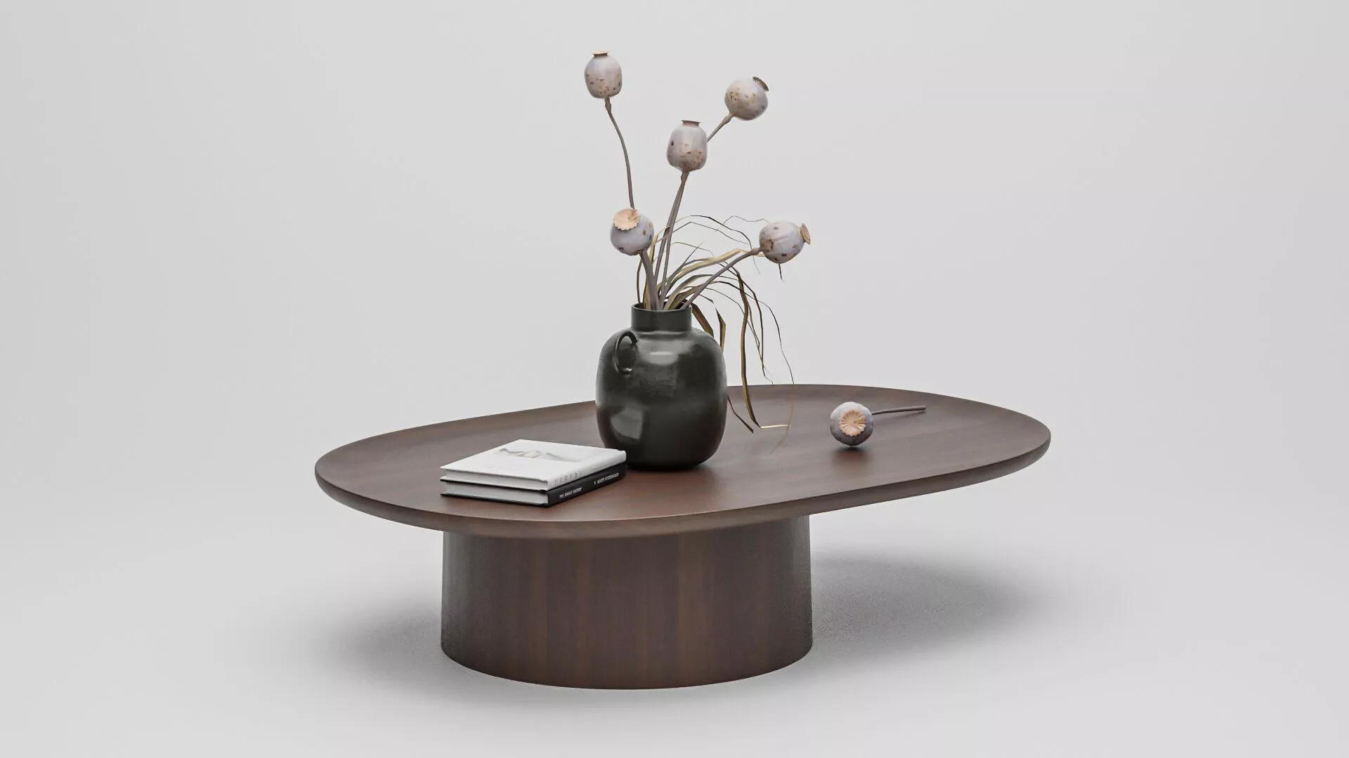 Dark wood Round coffee table 3D model