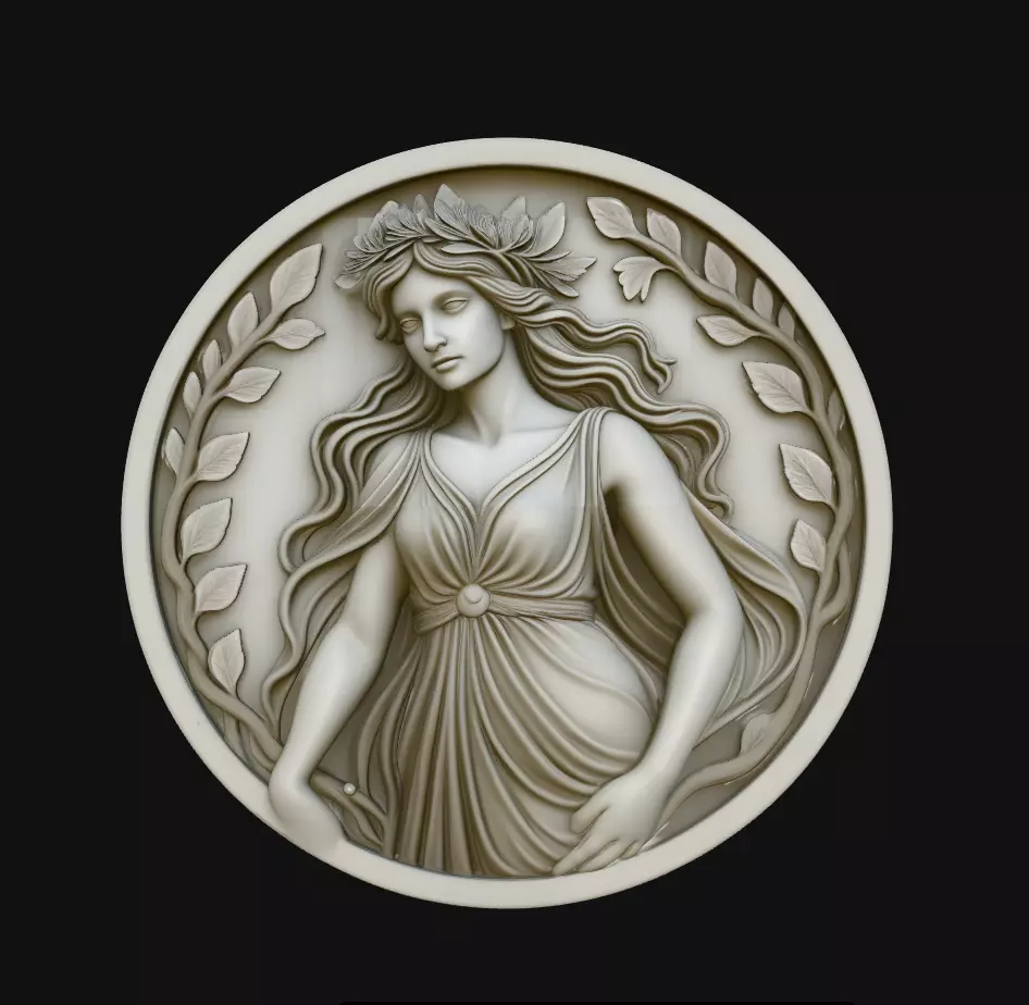Classical Woman Oval Relief Jewelry Pendant Design 3D print model